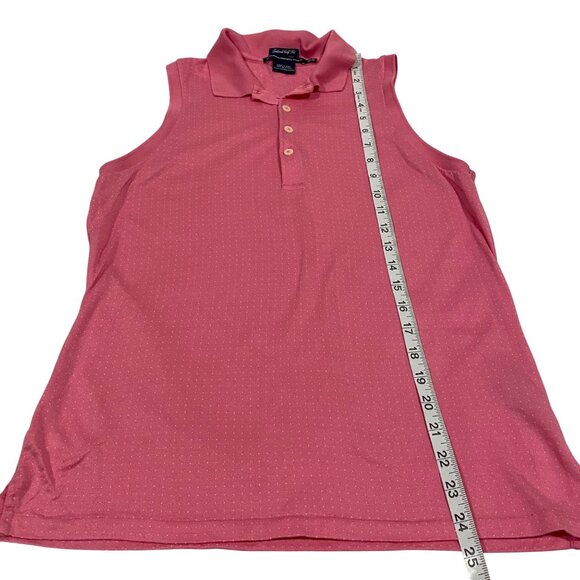 Ralph Lauren Golf Pink White Polka Dot Sleeveless Tailored Golf Fit Polo Shirt M - Picture 6 of 6